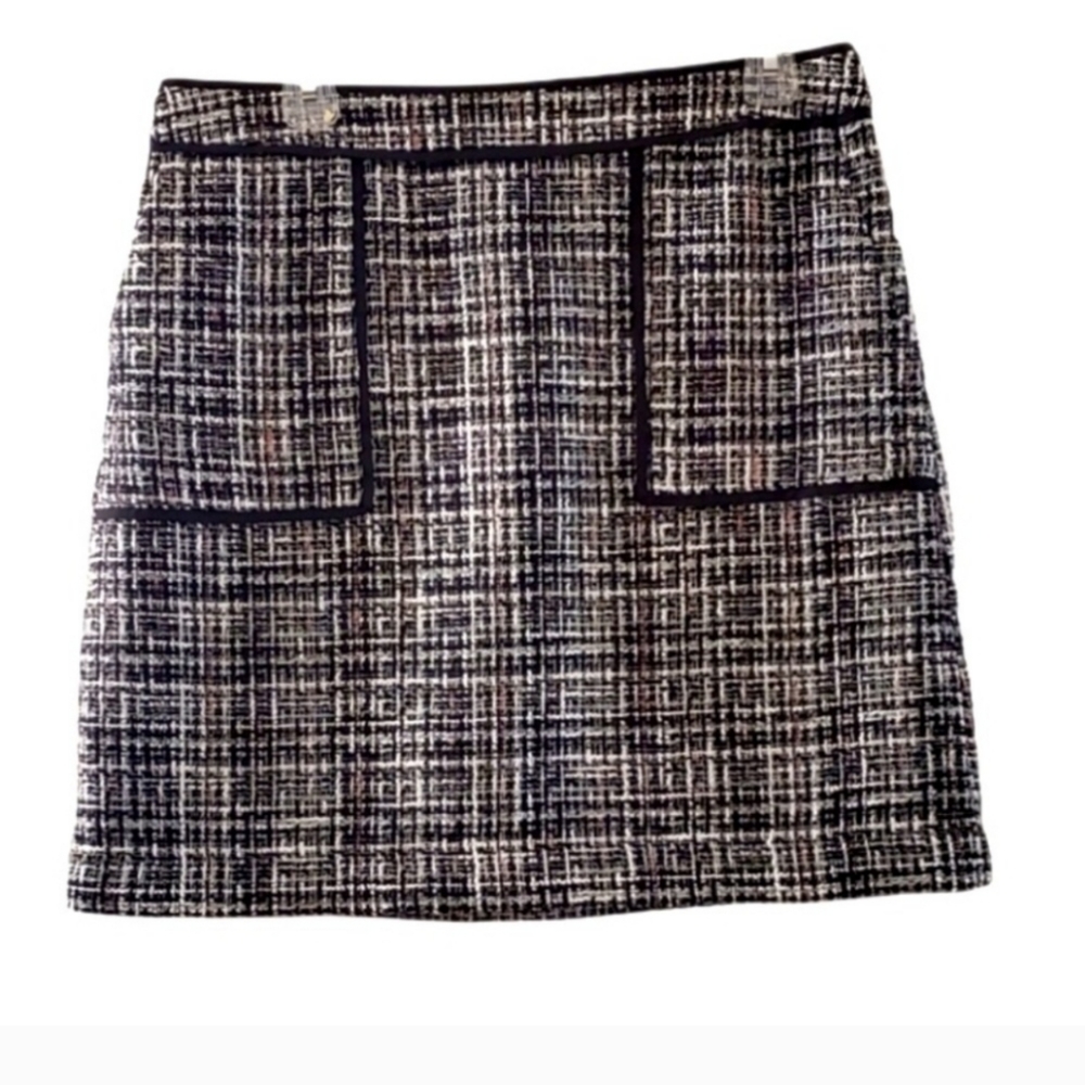 LOFT Black and White Tweed Mini Skirt